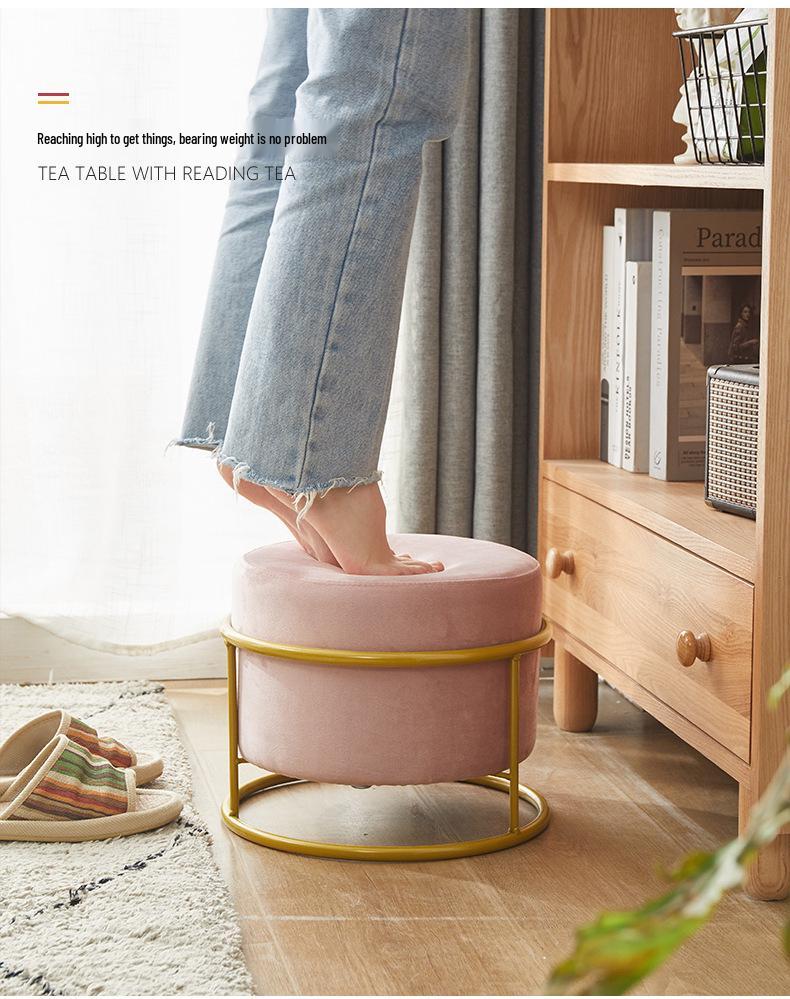 Solid Wood Round Stool - Light Luxury Shoe Changing/Footrest, Living Room/Entryway Bench/Pier, Coffee Table Accent.
