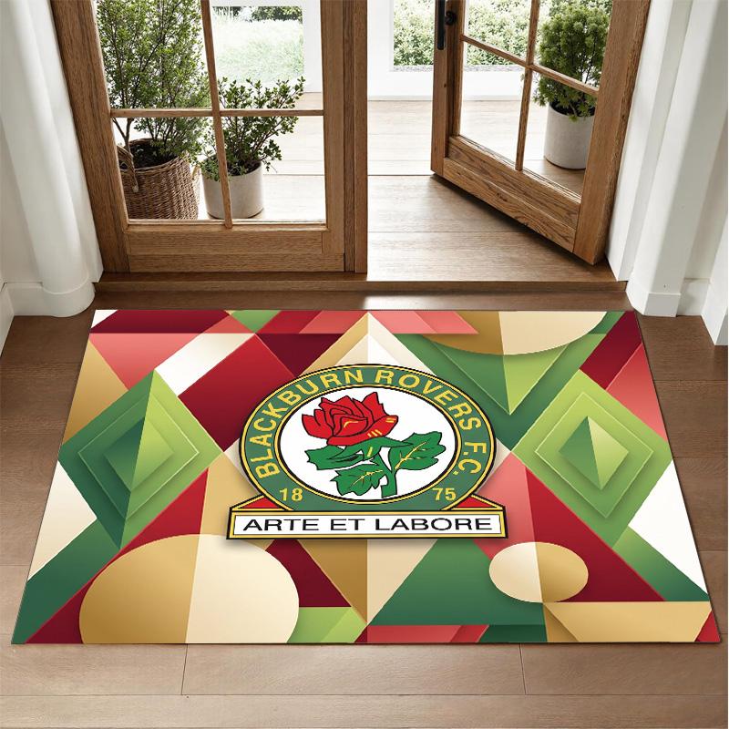 Blackburn Rovers Football Design Crystal Velvet Rug Soft Decorative Mat for Bedroom Entrance