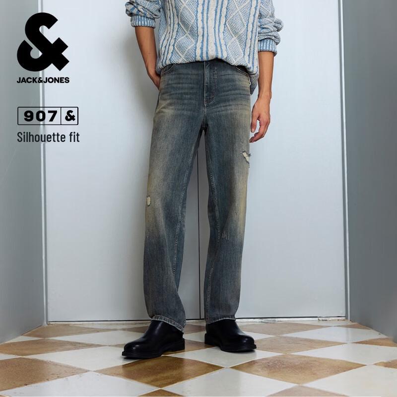 

Мужские джинсы прямого кроя JACK&JONES свободного силуэта с эффектом потертости и множеством карманов W31/L30