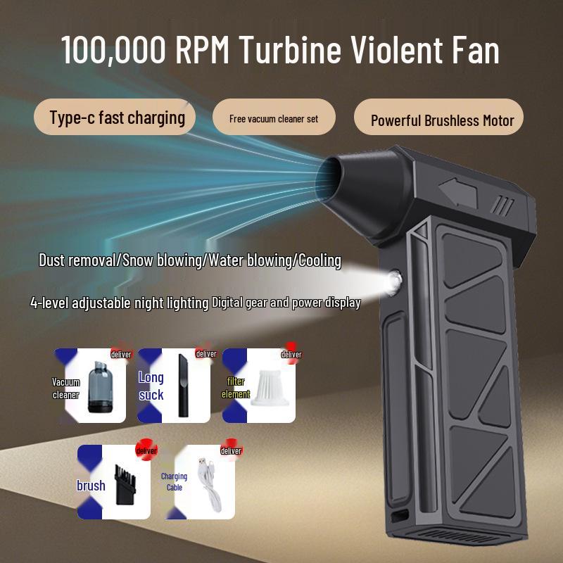 Turbo Mini Outdoor Handheld Fan: High-Speed Brushless Blower Violent Fan