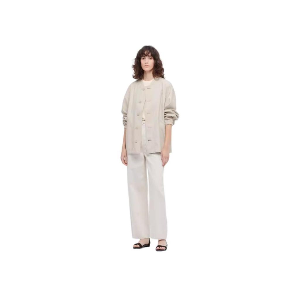 UNIQLO Ribbed Solid Color Baseball Collar Jacket Men jackets Light-Beige 447335-30
