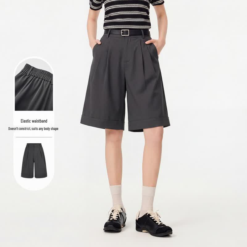 FivePlus Women's High-Waist Wide-Leg Draped Shorts