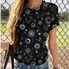 Women's Fashion Casual  Print Flowy Loose Short-Sleeved T-Shirt Tops