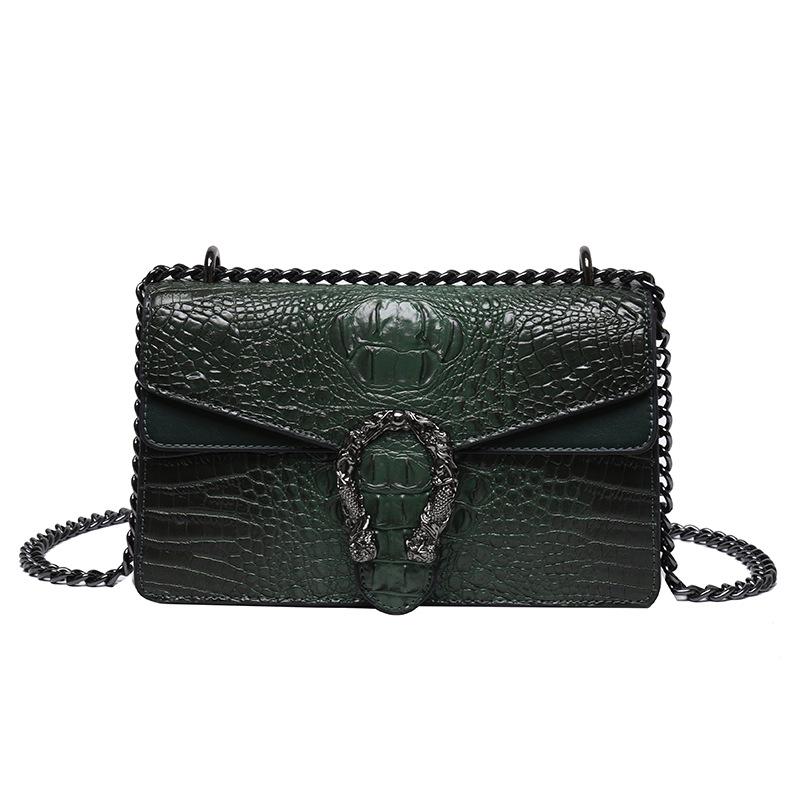 Bags Women's Bag 2025 New High-End Chain Crossbody Shoulder Bag European and American Retro Crocodile Pattern Small Square Bag