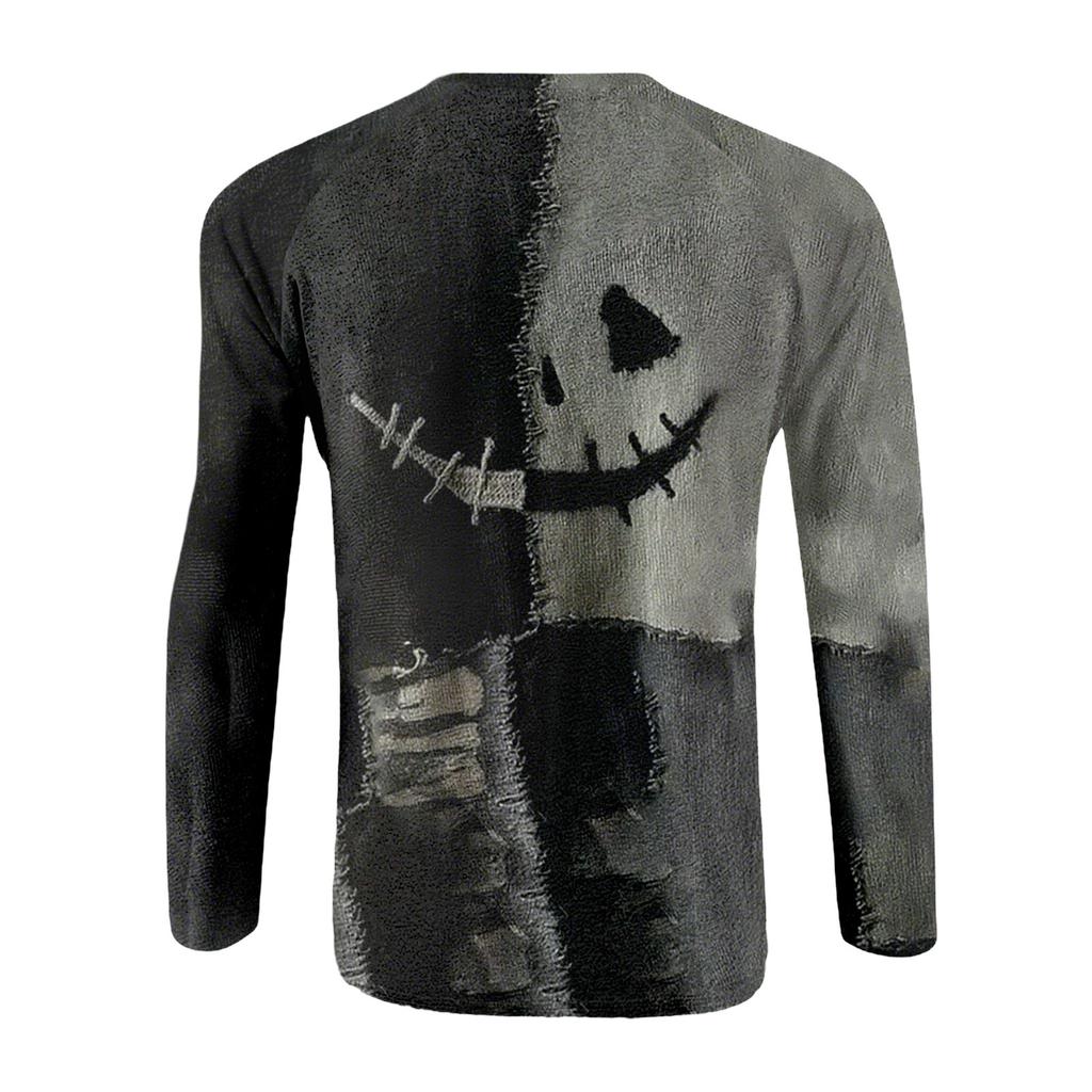 Halloween Print Raglan Sleeve Men's Long Sleeve Top