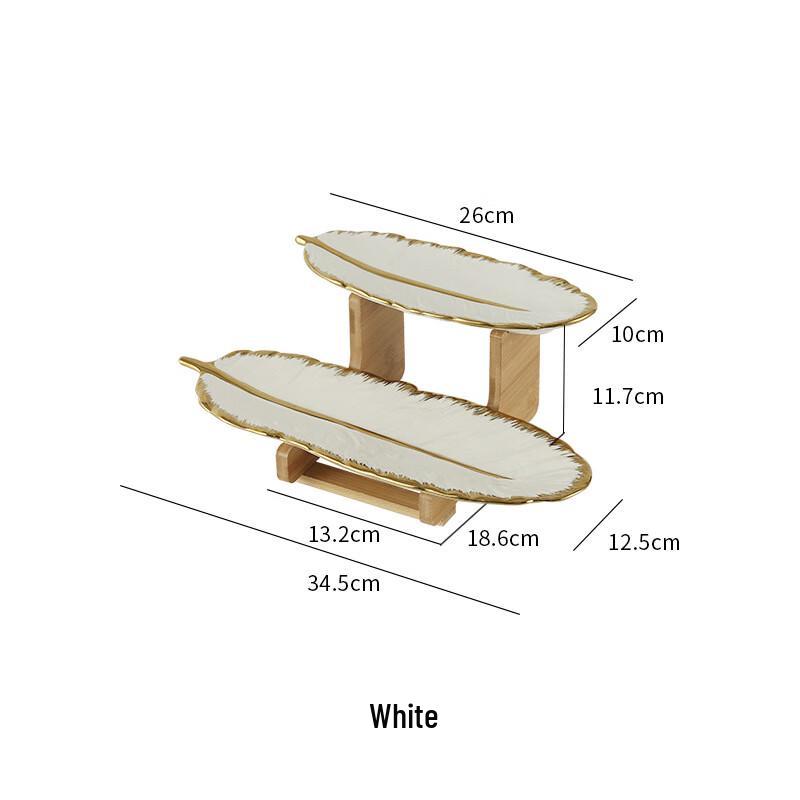 Двухъярусный сервировочный поднос Qianxing из керамики и бамбука