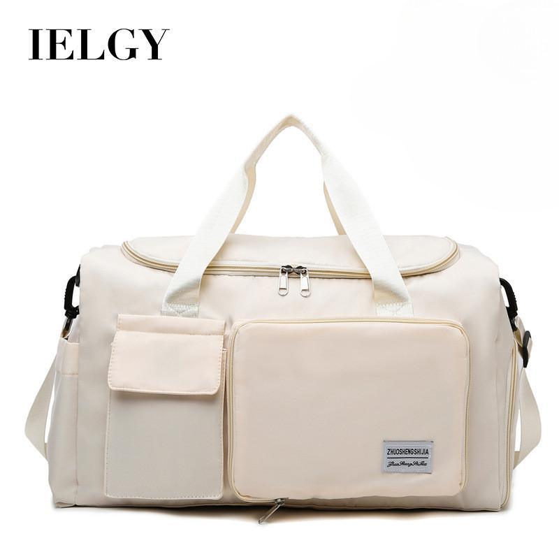 Ielgy Foldable Storage Bag Solid Color Travel Bag Large Capacity Dry Wet Separation Independent Shoe Warehouse Gym Bag