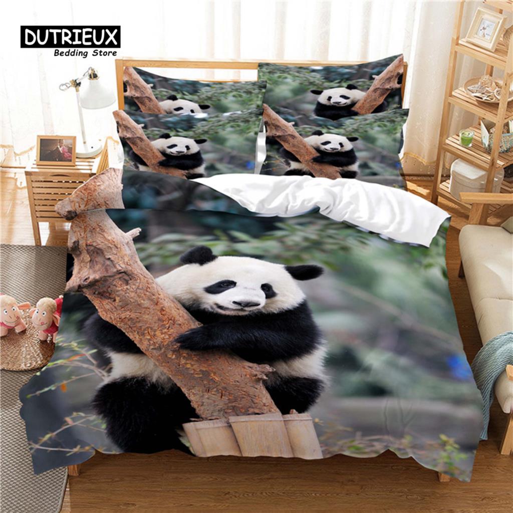 National Treasure Panda Bedding Set, 3Pcs Duvet Cover Set, Soft Comfortable Breathable Duvet Cover, For Bedroom Guest Room Decor