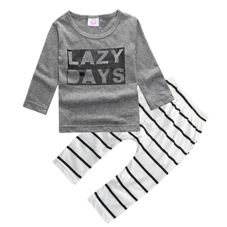 Stylish 2pcs Suit For Baby Kids Featuring Letter Printed Long Sleeve Shirt And Pants