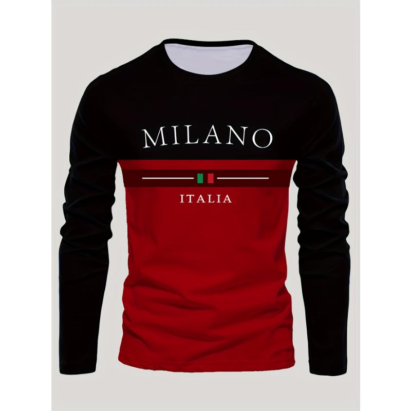 Camiseta De Manga Larga Con Estampado Informal Para Hombre, Transpirable, De Secado Rápido, Cómoda, Deportiva, Italiana, De Verano