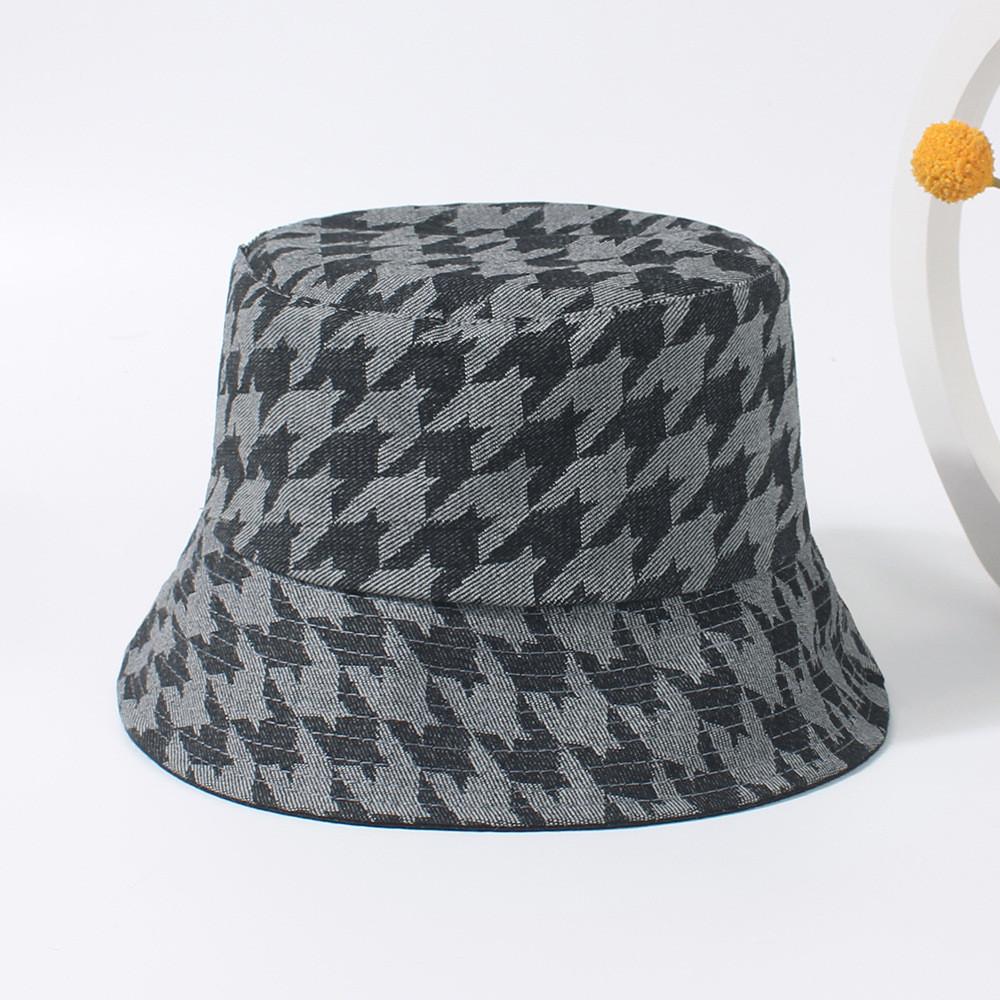 Women's Fisherman Hat Autumn Winter Korean Fashion Plaid Bucket Hat Adjustable Sun Protection