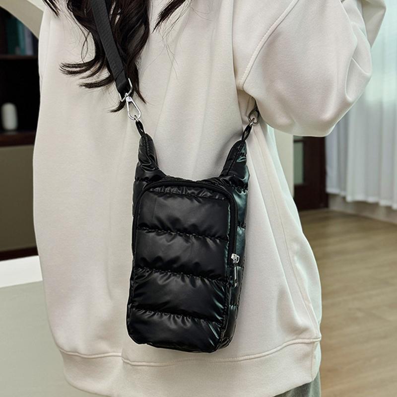 Shoulder Strap Water Bottle Carrier Bag Nylon Front Pocket Water Bottle Holder Down Portable Water Bottle Sling Bag Case Travel