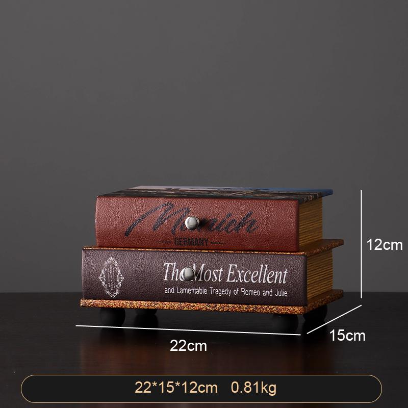 Vintage Wooden Book Shaped Storage Box Decorative Items Home Bedroom Jewelry Box Ornaments Office Study Desk Storage Accessories