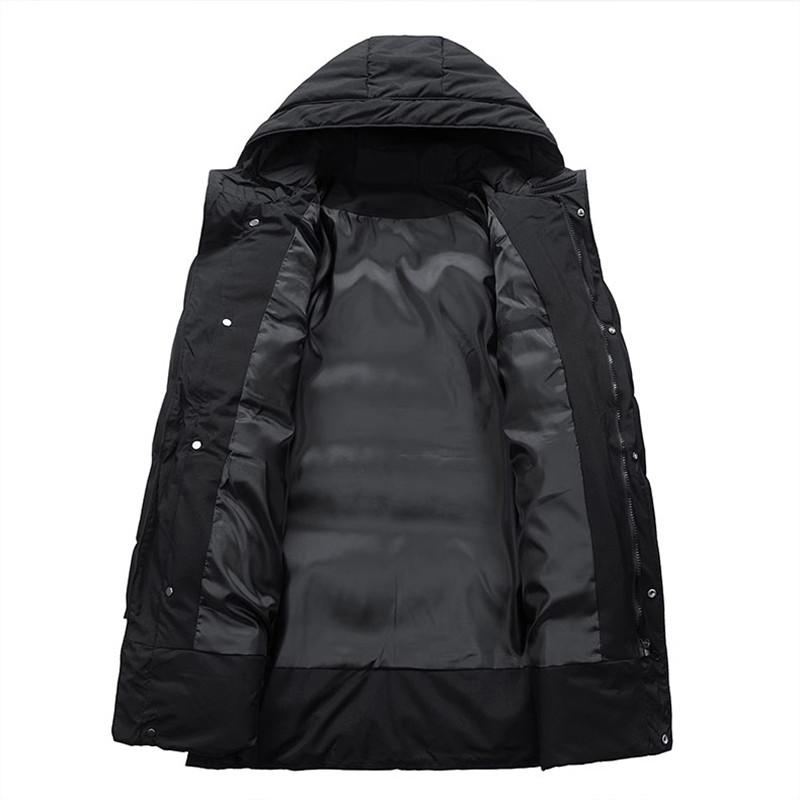 Parka caldă pentru bărbați de iarnă, groasă, ocazională, haine lungi, rezistente la vânt, jachete cu glugă pentru bărbați, îmbrăcăminte de îmbrăcăminte, parka solidă pentru bărbați, plus dimensiunea 8XL
