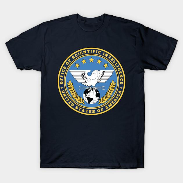 

Men Black Print T-shirt The Office Of Scientific Intelligence No-Cut Transfer Paper Print Cotton Tshirt 3XL тёмно-синий