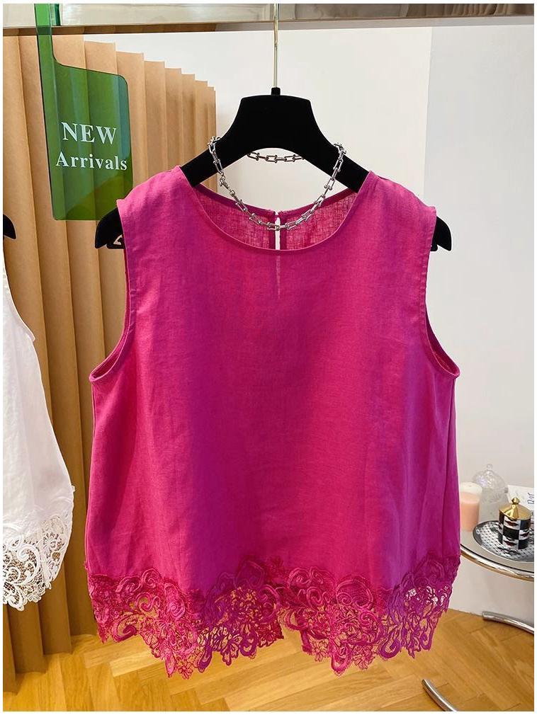 2026 Sleeveless Slimming Lace Camisole - Age-Reducing Patchwork Bow Top for Women's Summer Commute