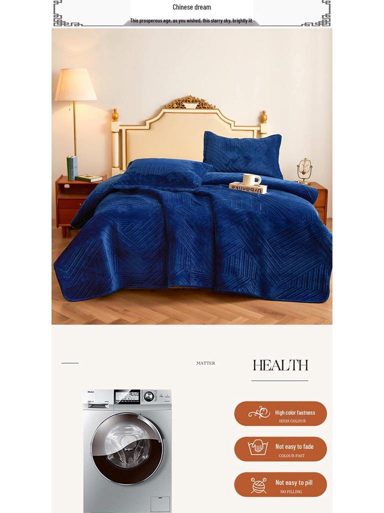 Luxury Velvet Quilt and Bedspread Set: Three-Piece High-End European Style with Multifunctional Bed Sheet and Blanket