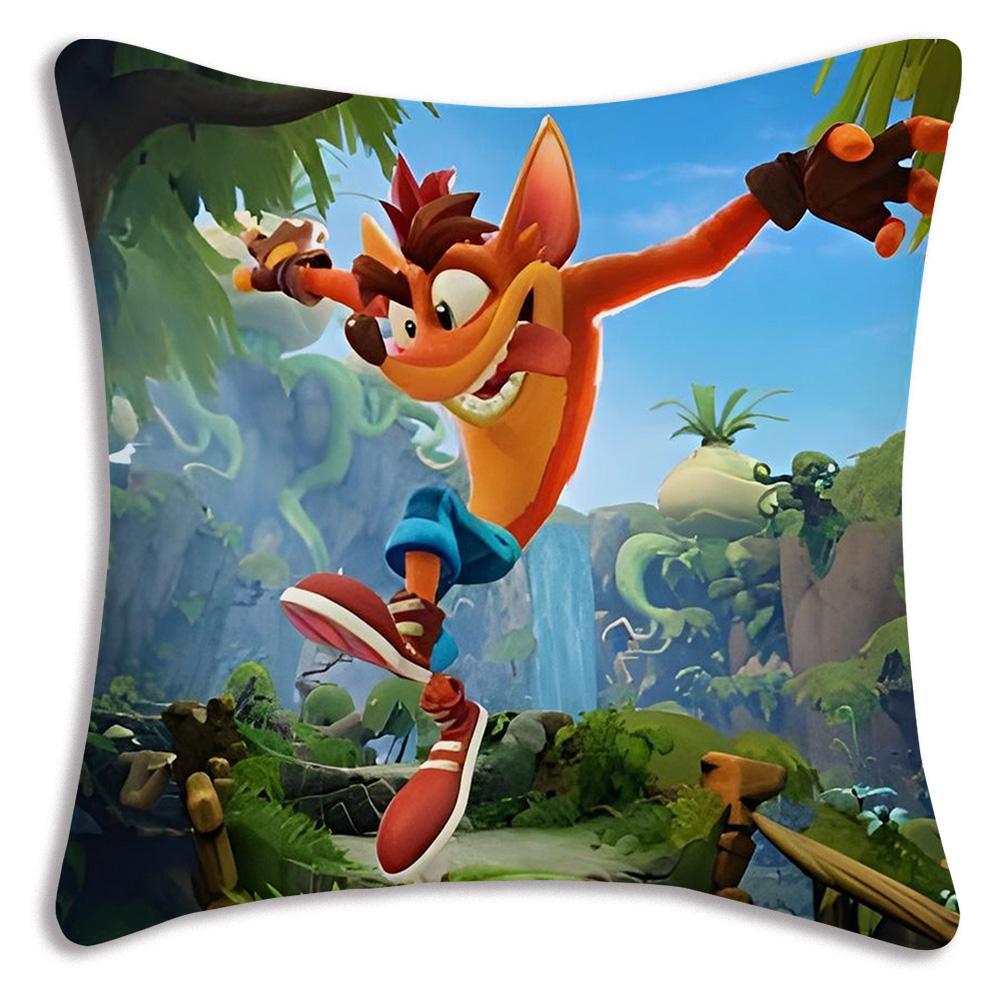 Cartoon Game Crashs Bandicoot Pillow Covers Cartoon Sofa Decorative Home Double-Sided Printing Short Plush Cute Cushion Cover