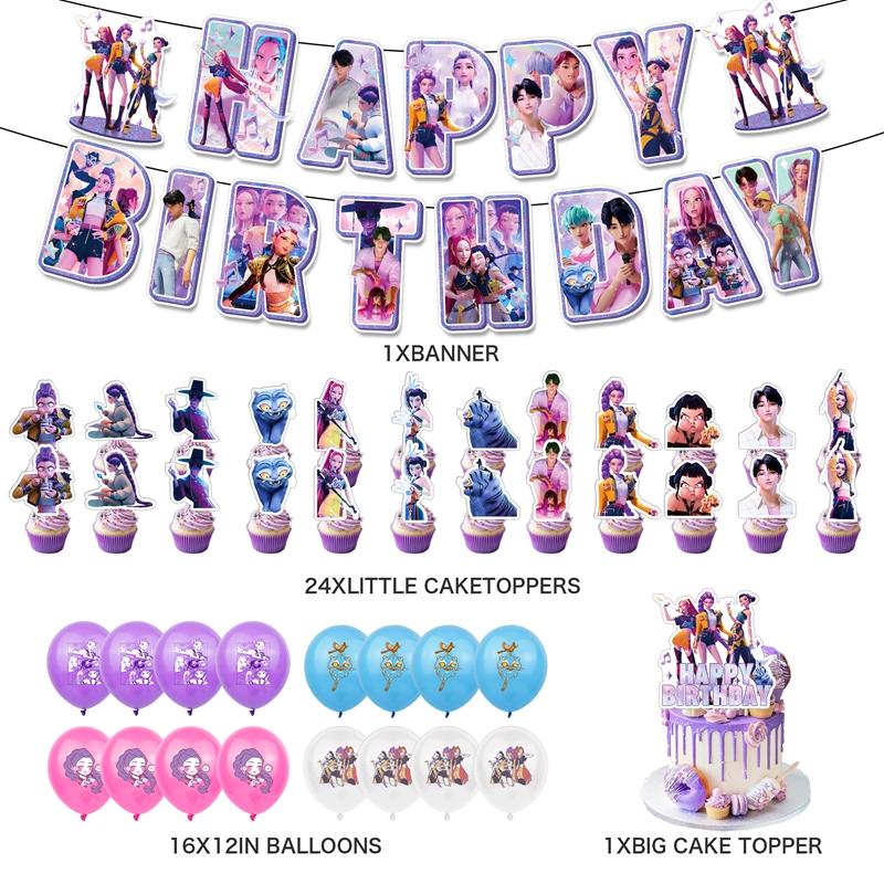 K-Pop Party Dekorationen Dämonenjäger Einweg Party Besteck Set Flaggenziehen Geburtstagsdekoration Koreanische K-Pop Party Deko