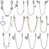 New 925 Silver Cats Dogs Flower Star Moon Heart Safety Chain Necklace Bracelets Luxury Women's Fine Jewelry Gifts