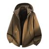 Men's Casual Hooded Windproof Jacket - Loose Fit, Elastic Drawstring, Solid Color, Large Size Trendy Top