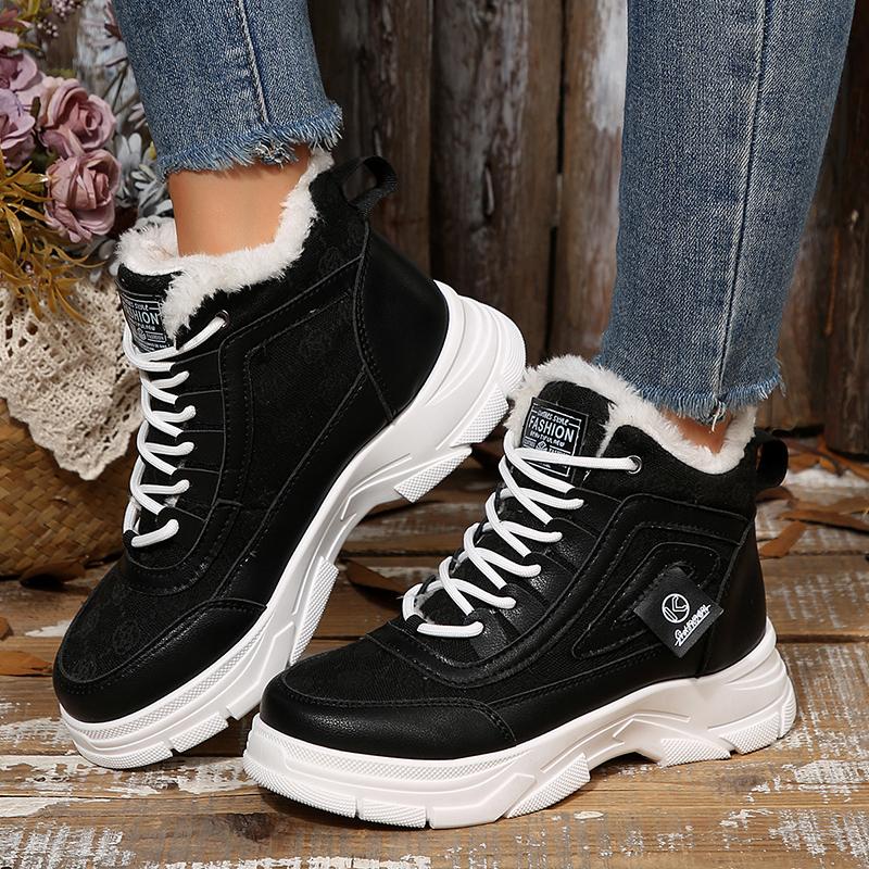 Plus Size 45 Fashion Winter Sneakers for Women Plush Warm White Platform Sports Shoes Woman High Top Thick Sole Vulcanized Shoes
