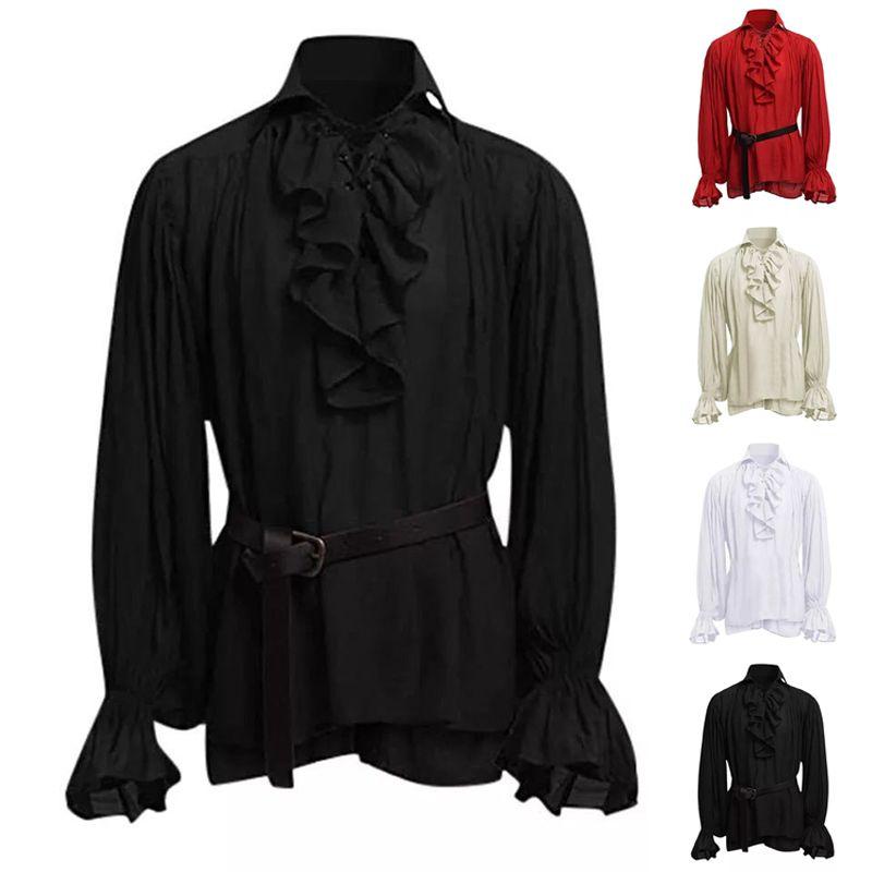Classic Men Medieval Renaissance Pirate Shirt With Long Sleeve Stylish Design