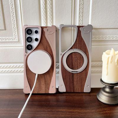 Samsung S25 Ultra Walnut Wood Magnetic Stand Case