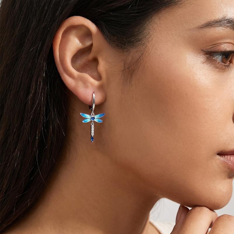 925 Sterling Silver Pendant Earrings for Women Wedding Jewelry Gift Sweet Cherry Butterfly Dragonfly Pony Drop Earrings Eardrop