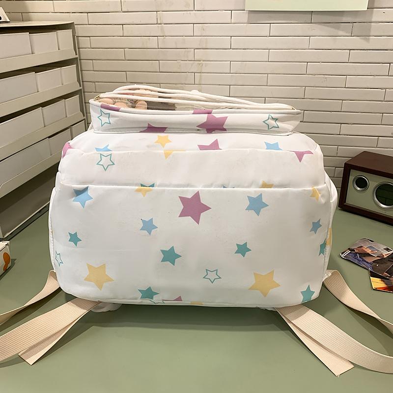 Stars Dot Print Girls Backpack Student Large Capacity Schoolbag