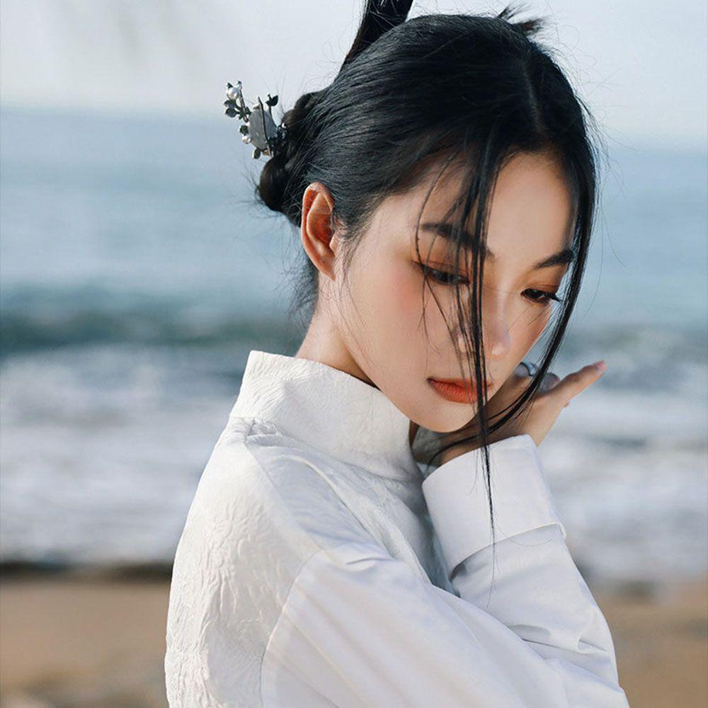 Style Hanfu Headwear Hair Disk Hair Accessories Women Hair Fork Moon Hair Stick Pearl Hairpins