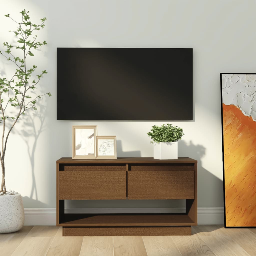 Vidaxl Szafka Pod Tv, Miodowy Brąz, 74X34X40 Cm, Lite Drewno Sosnowe