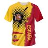 Men's T-shirt with Spanish National Emblem Print 3D T-shirt Round Neck Short Sleeved Fashionable Cool Clothing Loose Top Men's
