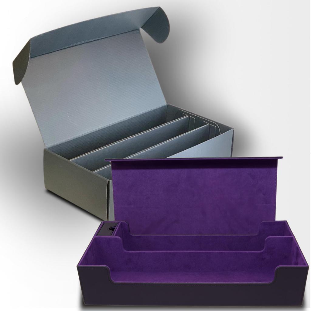 Areshika TCG Fortress Leather Deck Case with Magnetic Design (Black/Purple) - Use the Outer Box for Storage