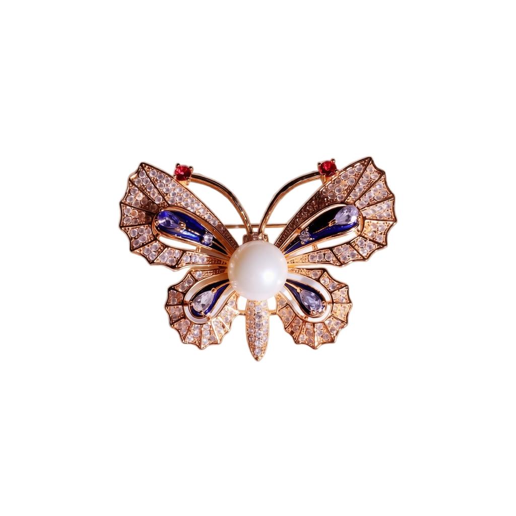 Fashion Enamel Painted Butterfly Brooch High-End Vintage Style Elegant Brooch Pin Luxury Suit Accessory Versatile Decoration for Women