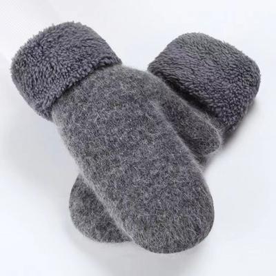 Doppellagige Vollfingerhandschuhe Wolle Kaschmir Strickhandschuhe Plüsch Fäustlinge Kalt Draußen