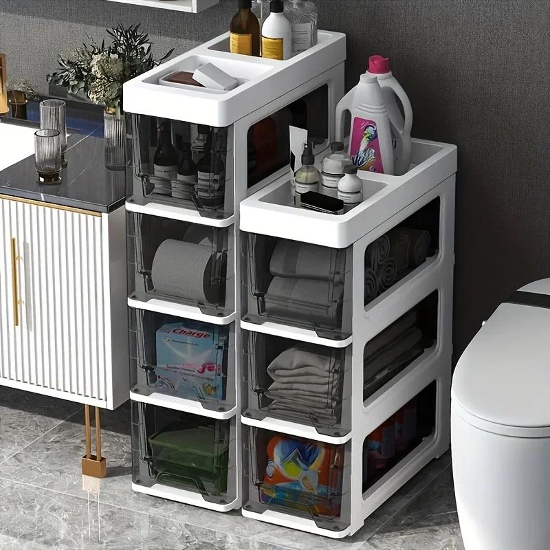 Multilayer Storage Organizer, Spacer Rack for Bathroom, Kitchen, Living Room, Bedroom Essentials, Floor Cabinet with Drawers