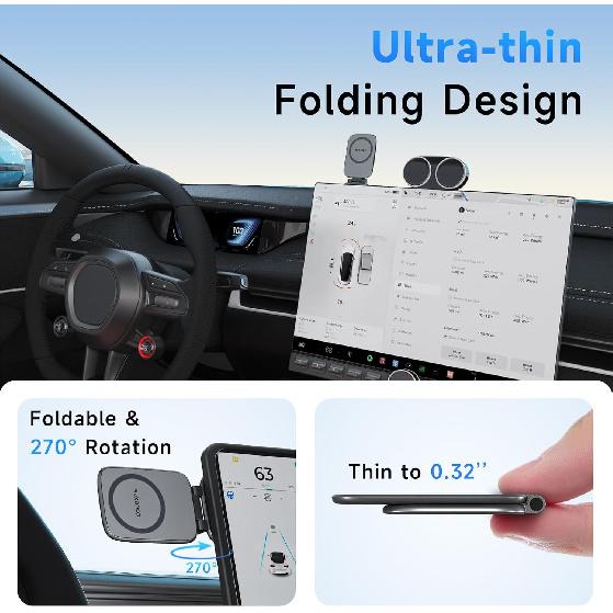 Magnetic Phone Holder for Car, MagSafe Car Mount with Dual Side Strong Magnets,Ultrathin Adjustable Cell Phone Holder, Car Accessories for Women Men,