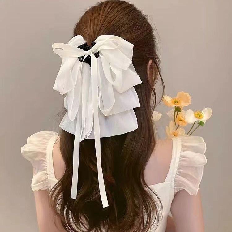 Polka Dot Bow Claw Clip: Elegant Women's Hair Accessory