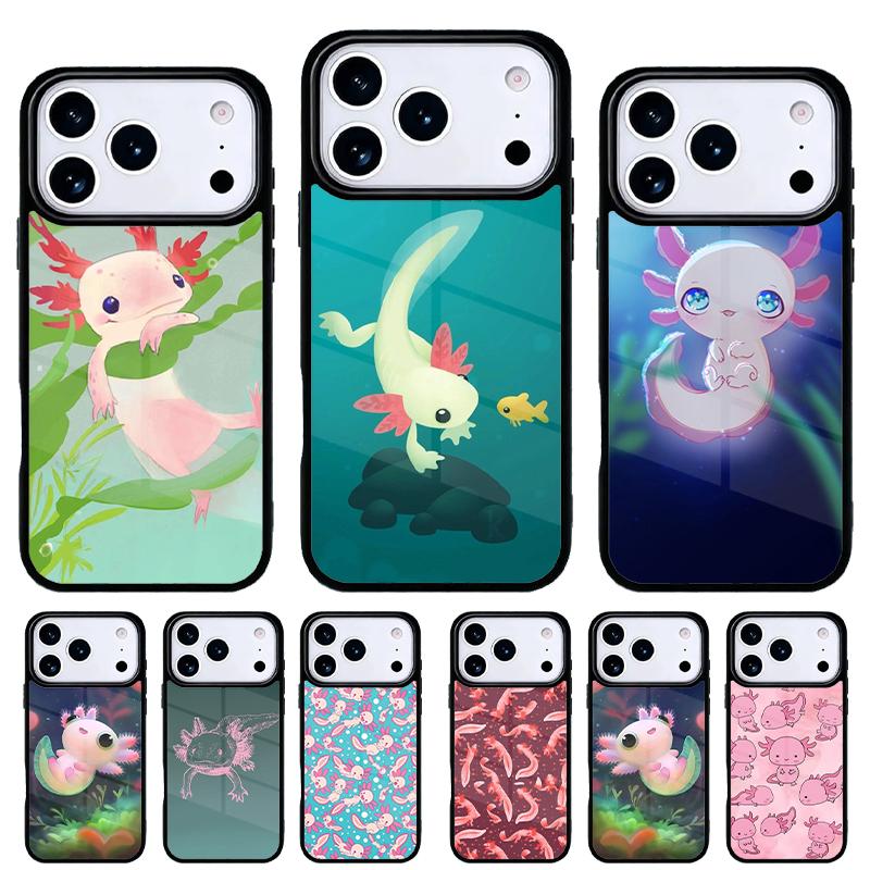 kawaii axolotl pattern Phone Case for iPhone 17 16 15 14 13 Pro Max Back Cover for 12 11 Pro Coque
