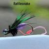 Rattlesnake Venom Mosquito Fly Double Hook Lure: Bionic Insect Hook for Tilapia & Small Fish, White Striped.