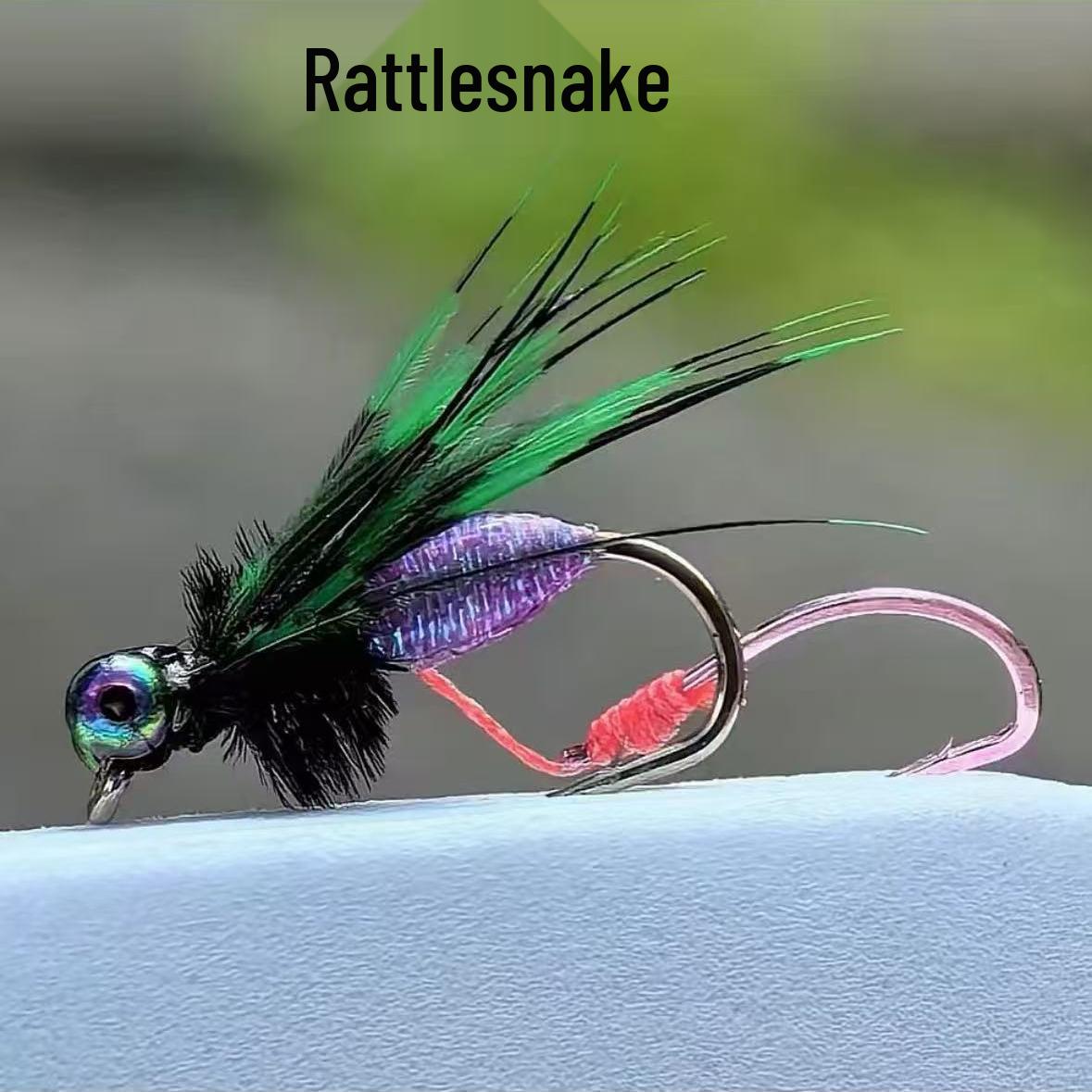 

Яд гремучей змеи Москит Муха Двойной крючок Приманка: Бионический крючок для насекомых для тилапии и мелкой рыбы, с белыми полосками. No. 18 Hook Single Pack