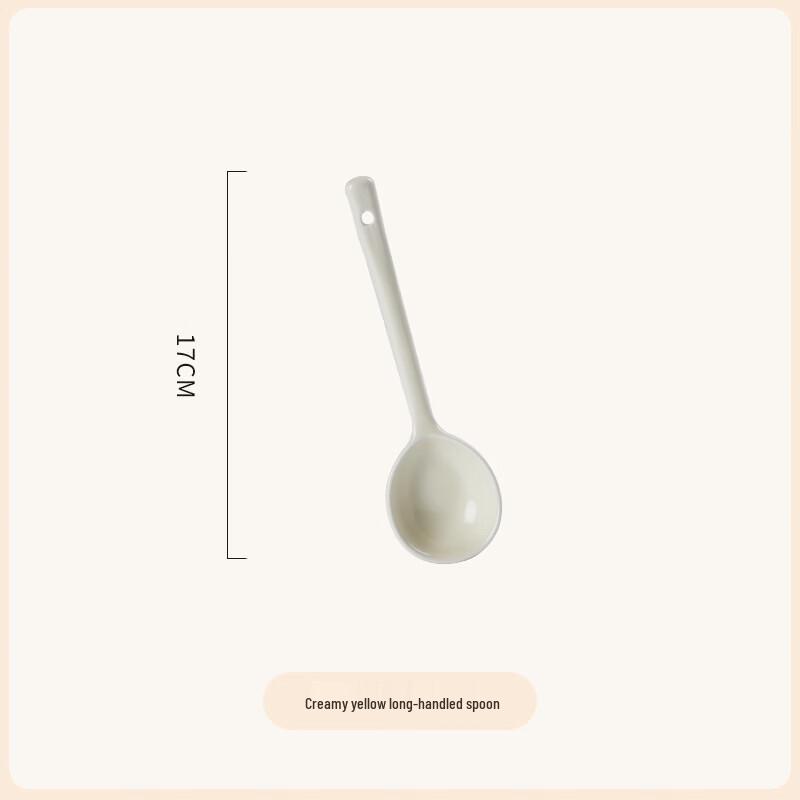 Abay Ceramic Cream Style Long Handle Spoon