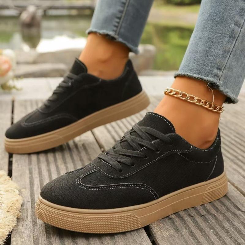 High-end Women's Sneakers Retro Fashionable Breathable Running Canvas Casual Shoes Autumn Round Toe Red Women's Flat Sneakers