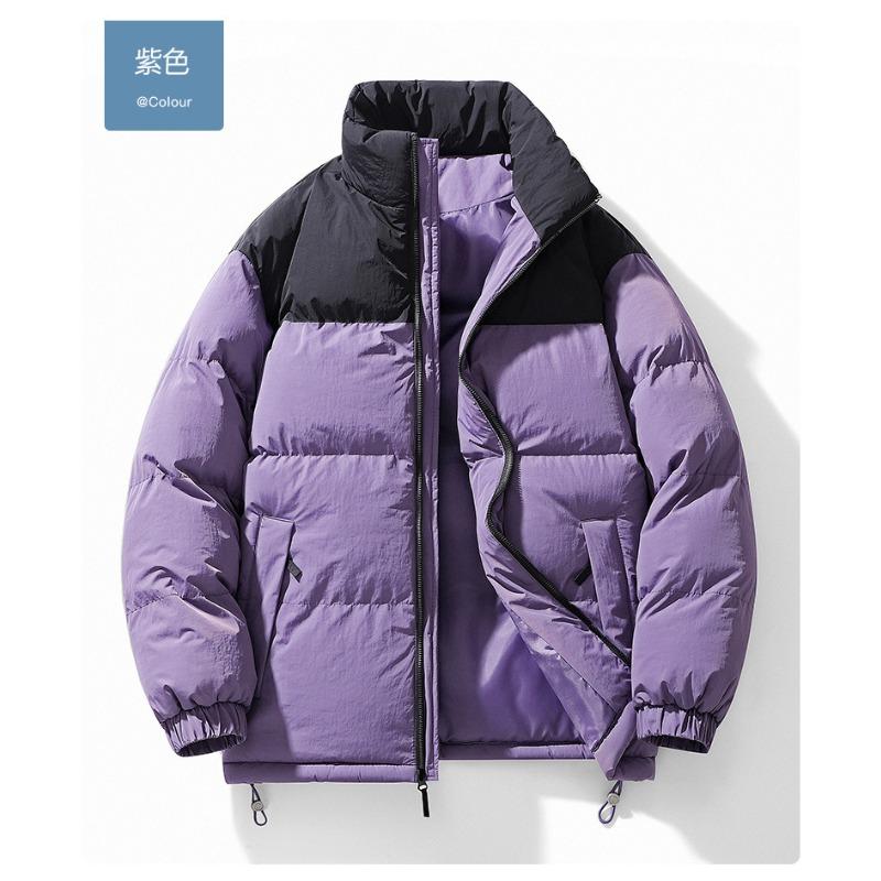 Men s and Women s Winter Cotton-padded Jacket Large Size Couple s Sports Trend Thickened Warm Bread Jacket S фиолетовый