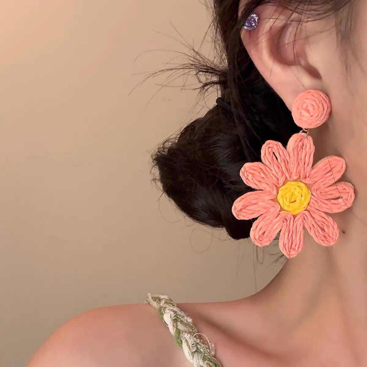 

Seaside vacation wind sunflower earrings women s new popular earrings cold wind exaggerated flower earrings earrings
