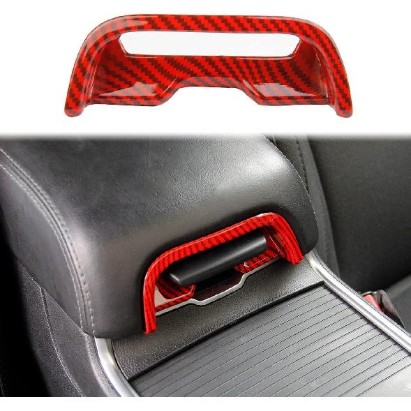 crosselec Red Carbon Fiber Armrest Box Handle Bowl Cover Trim Interior Decoration Accessories for Dodge Charger 2011-2021/Chrysler 300 2015-2021