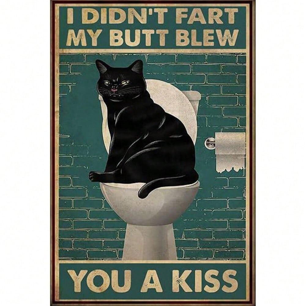 Metal Poster Wall Decor, Retro Vintage Black Cat Rectangle, Bar Pub Home Art