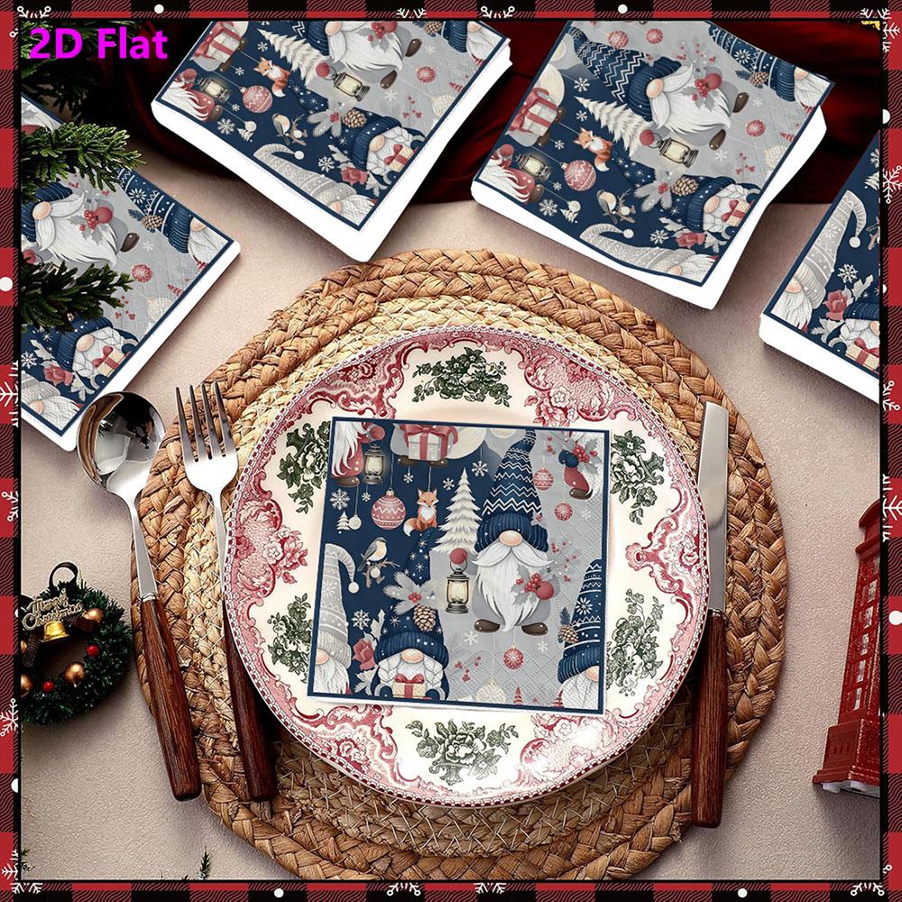 20pcs Disposable Napkins with Santa Claus Pattern Print for Wedding,Parties,and Daily Use for Thanksgiving Fall Christmas Table Decoration