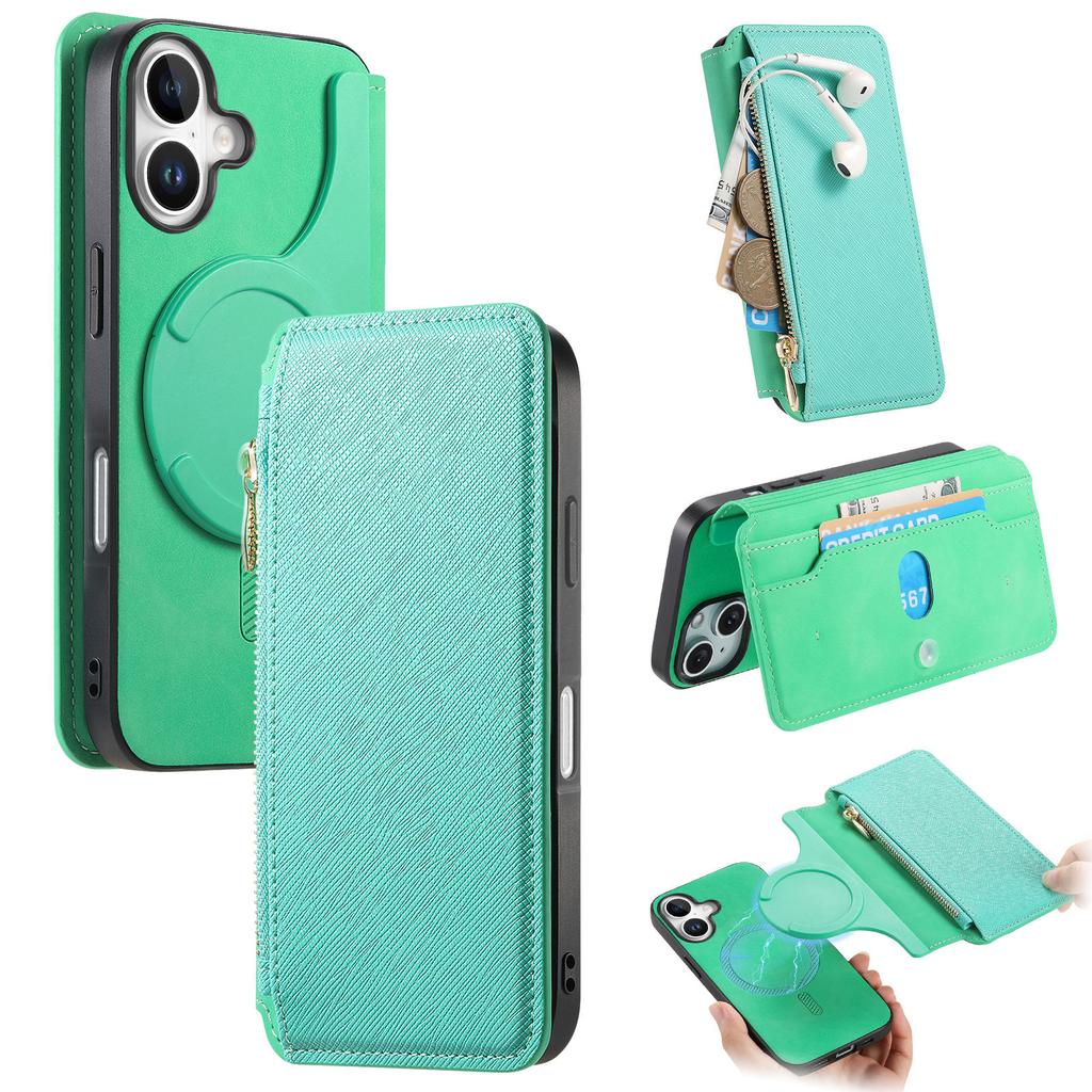 CASENEO For iPhone 16 Case Cross Texture Leather Detachable Magnetic Phone Cover